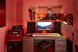 Editing suite with production equipment at ESCAPE Studios