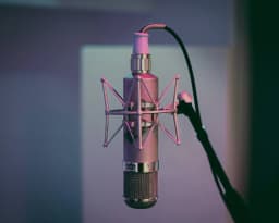 Studio microphone in a shock mount at Room Key Studios